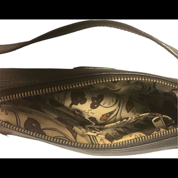 Stylish Small Black Leather Brighton Shoulder Bag with Patent Trim. NWOT - Picture 9 of 12